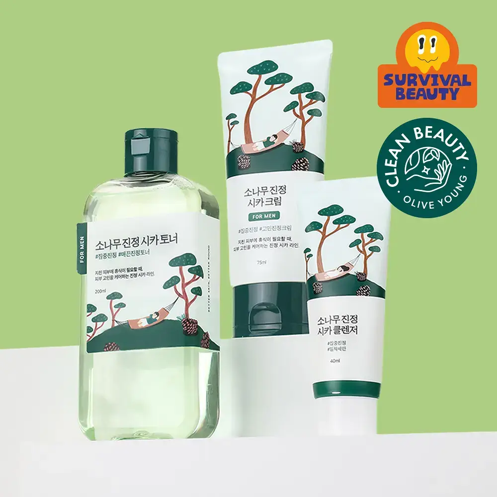 [집중진정] 라운드랩 포 맨 소나무 토너/크림 2종 기획(+진정 클렌저 40ml 증정)